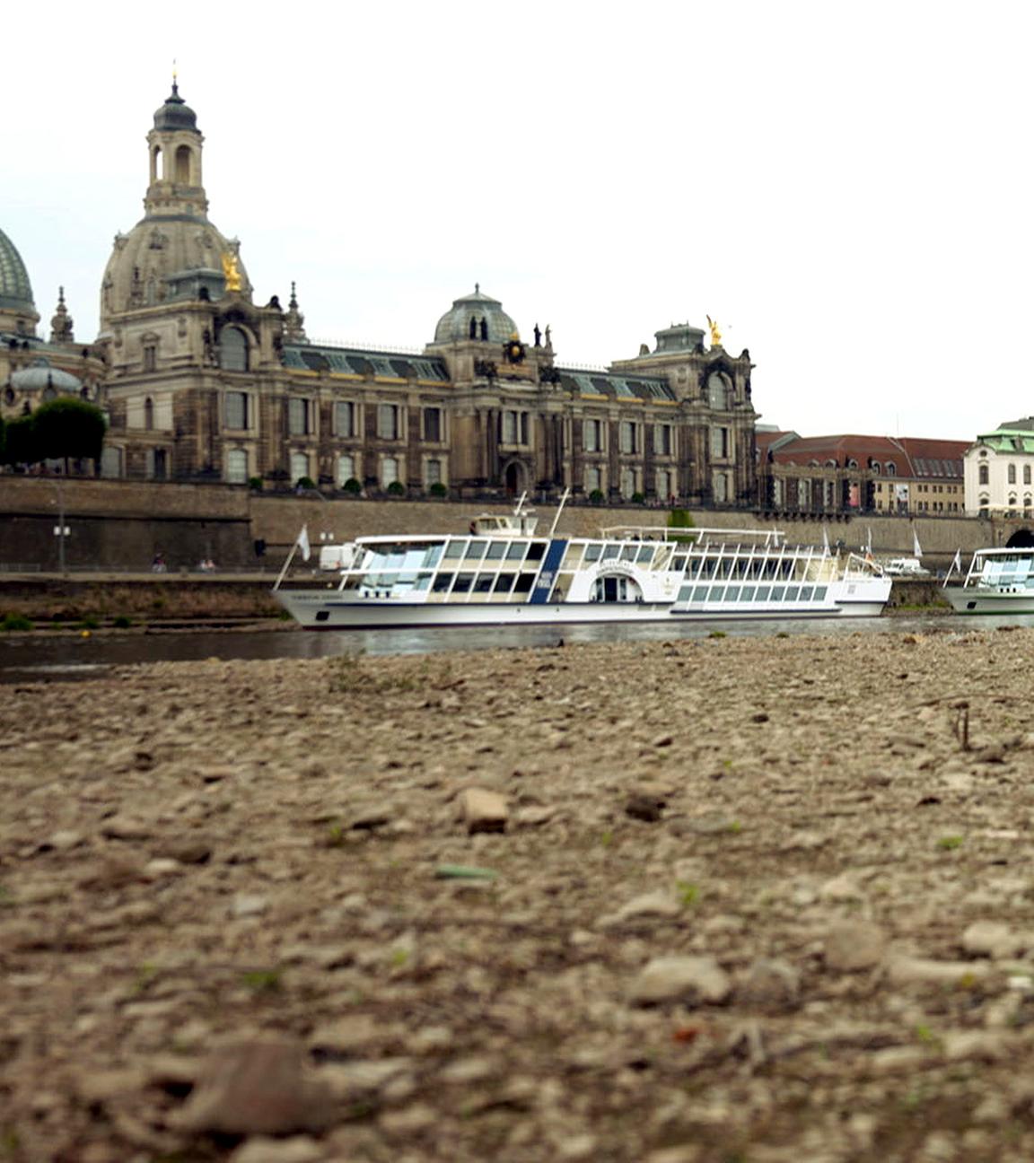 Niedrigwasser der Elbe in Dresden