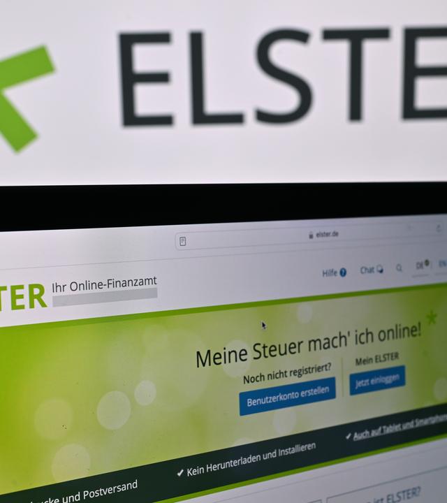 Ein Laptop Bildschirm auf dem ELSTER geöffnet ist
