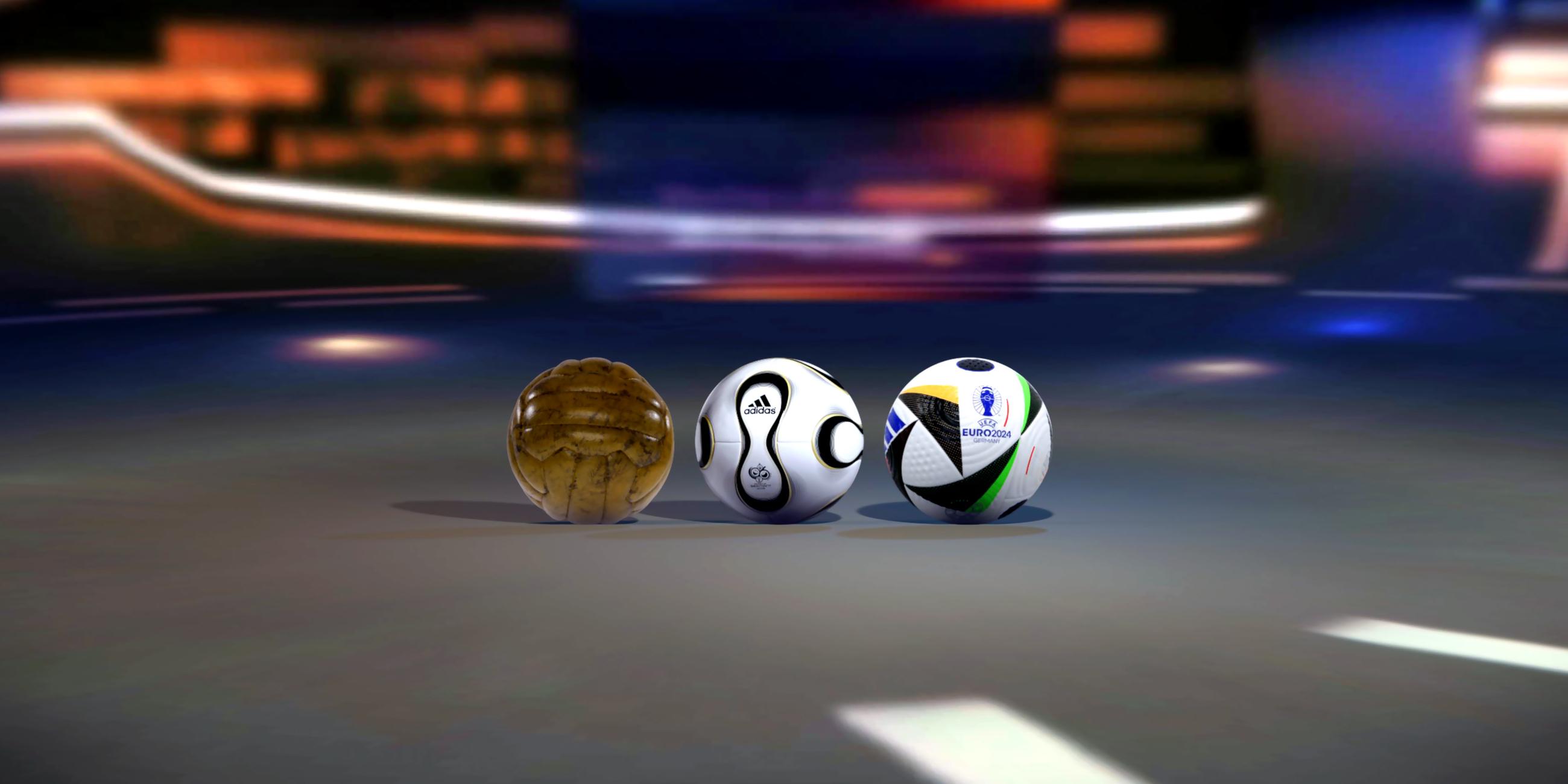 Fußbälle der WM 1954, WM 2006 und EM 2024