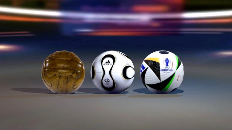 Fußbälle der WM 1954, WM 2006 und EM 2024