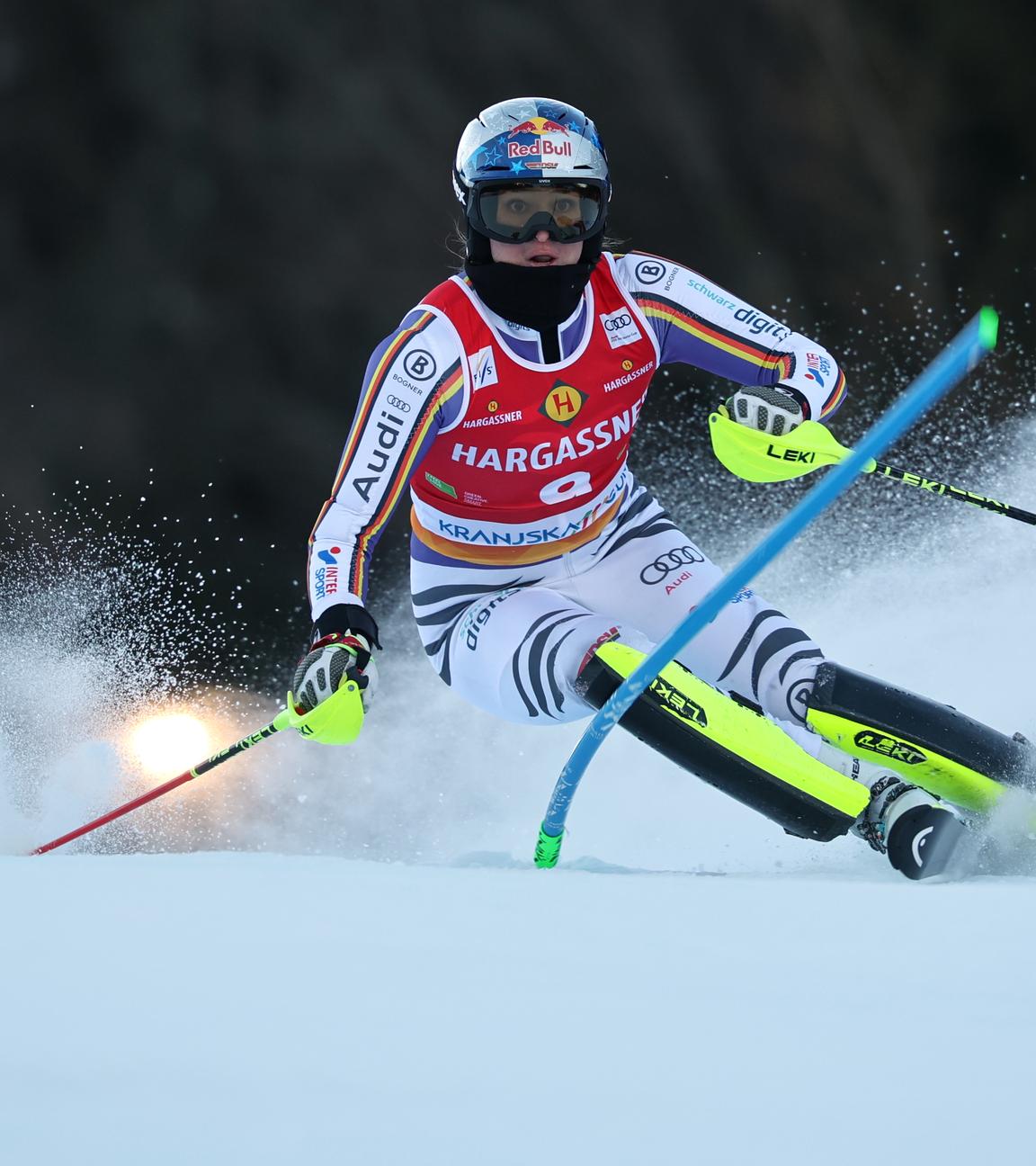 Skirennläuferin Emma Aicher beim Slalom in Kranjska Gora