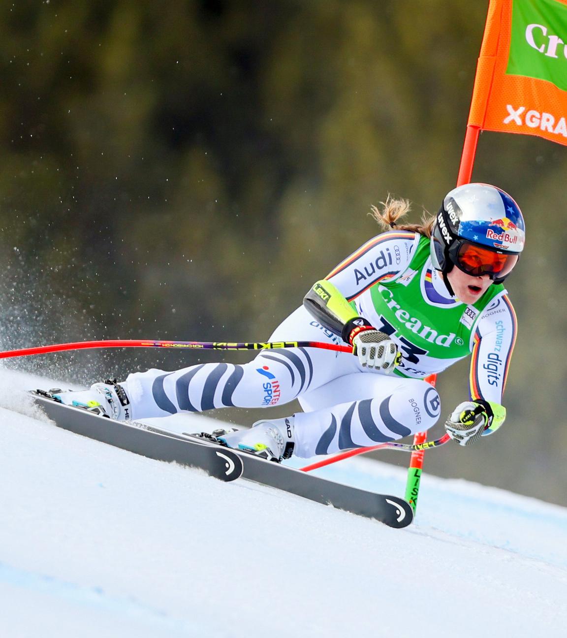 Emma Aicher beim Super G der Damen am 01.03.2026 in Soldeu. 