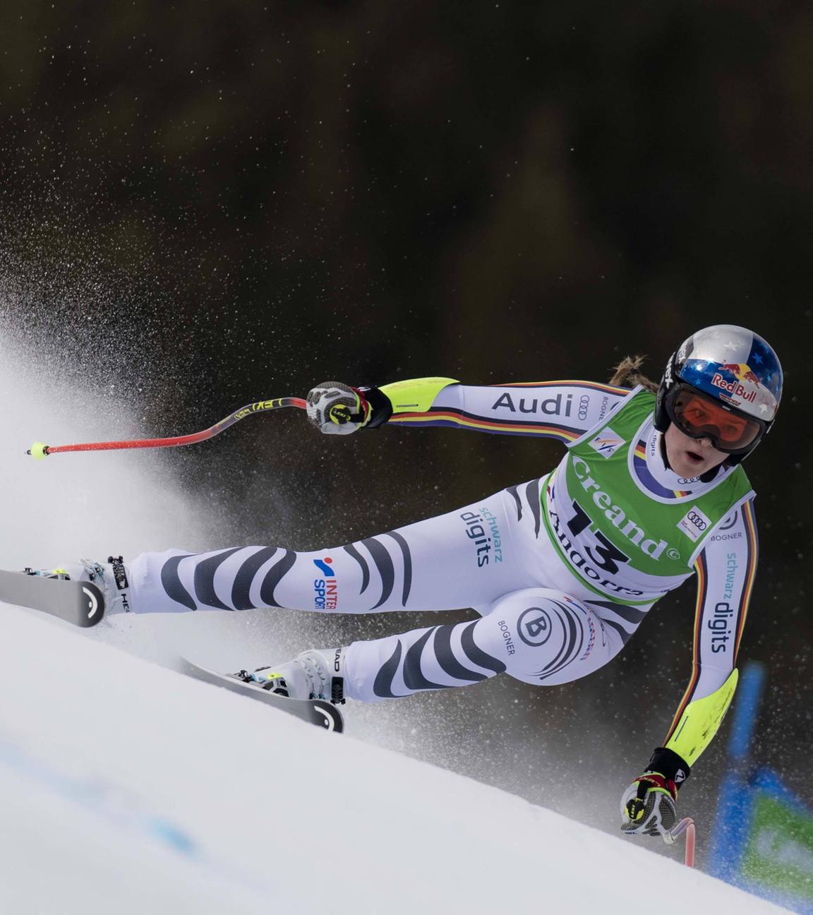 Emma Aicher beim SuperG der Damen am 01.03.2026 in Soldeu. 