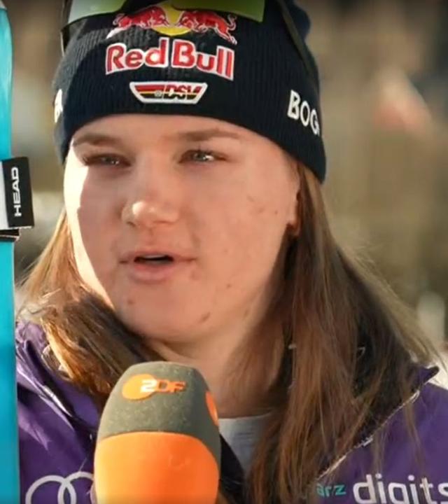 DSV-Skirennläuferin Emma Aicher im ZDF-Interview nach dem Abfahrtsfinale in Kvitfjell 