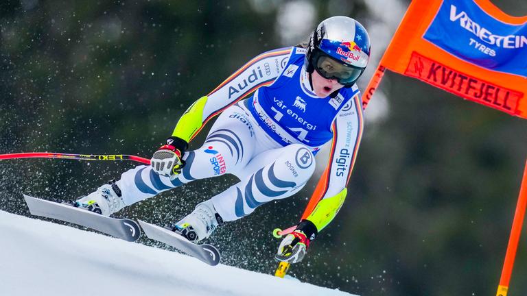 Emma Aicher beim Super-G der Frauen am 22.03.2026 in Kvitfjell, Norwegen.