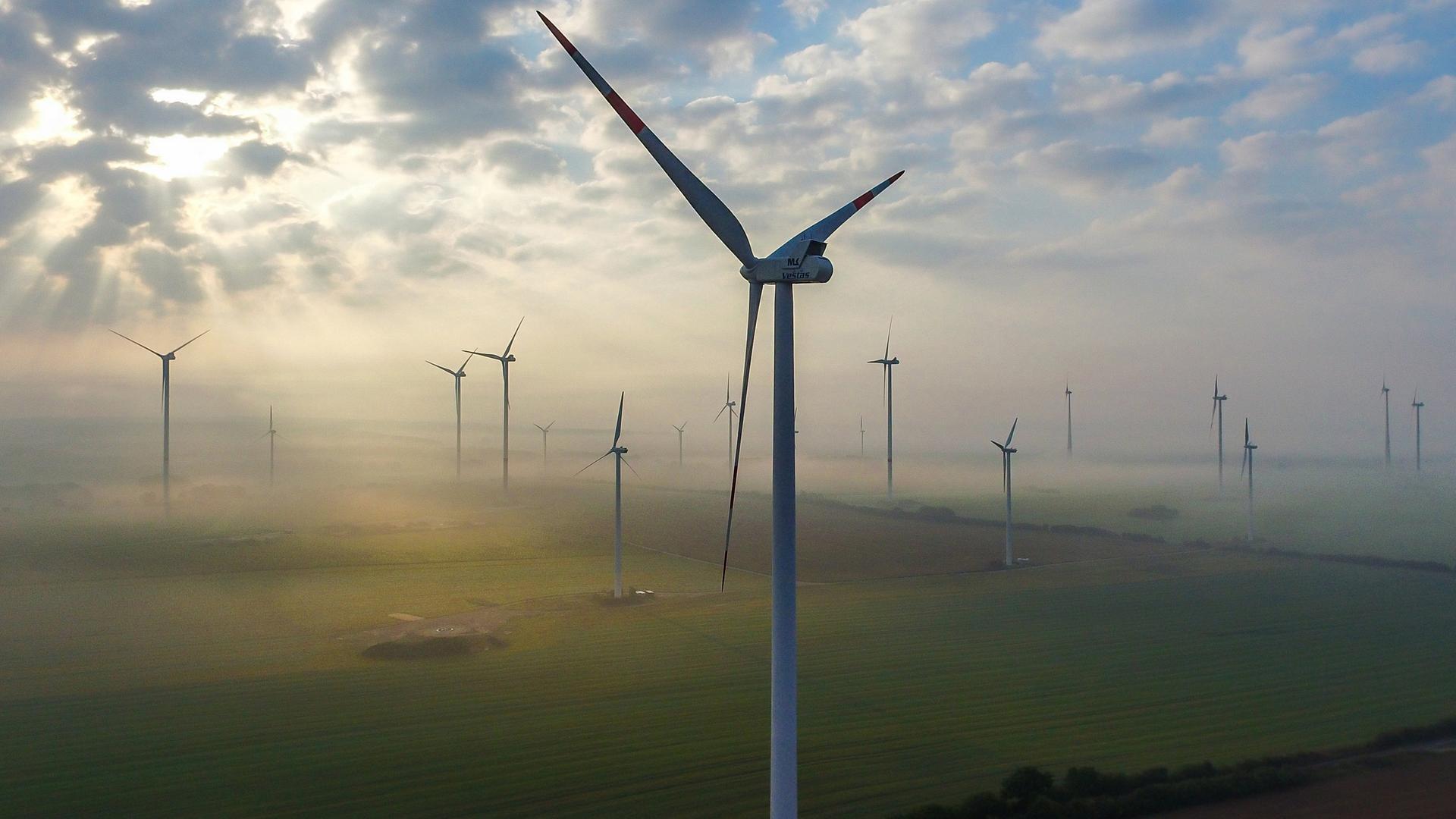 Luftbild Windräder in Brandenburg