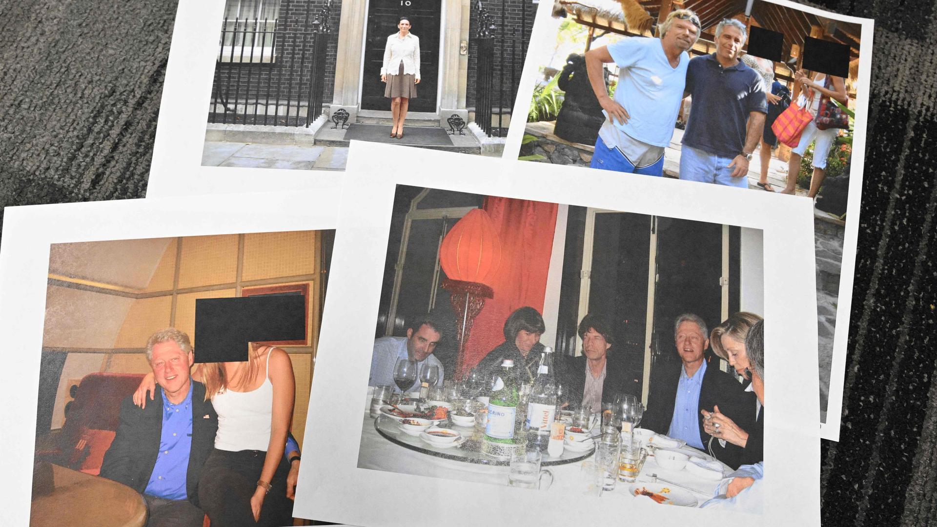 Diese Fotos zeigen Bill Clinton, Mick Jagger, Richard Branson zusammen mit Jeffrey Epstein und auch Ghislaine Maxwell.