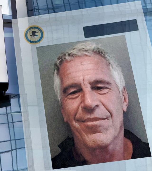 Jeffrey Epstein, im Hintergrund ein Gebäude der Deutschen Bank