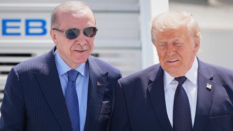 Türkei, Ankara: Türkischer Präsident Recep Tayyip Erdogan und US-Präsidenr Donald Trump