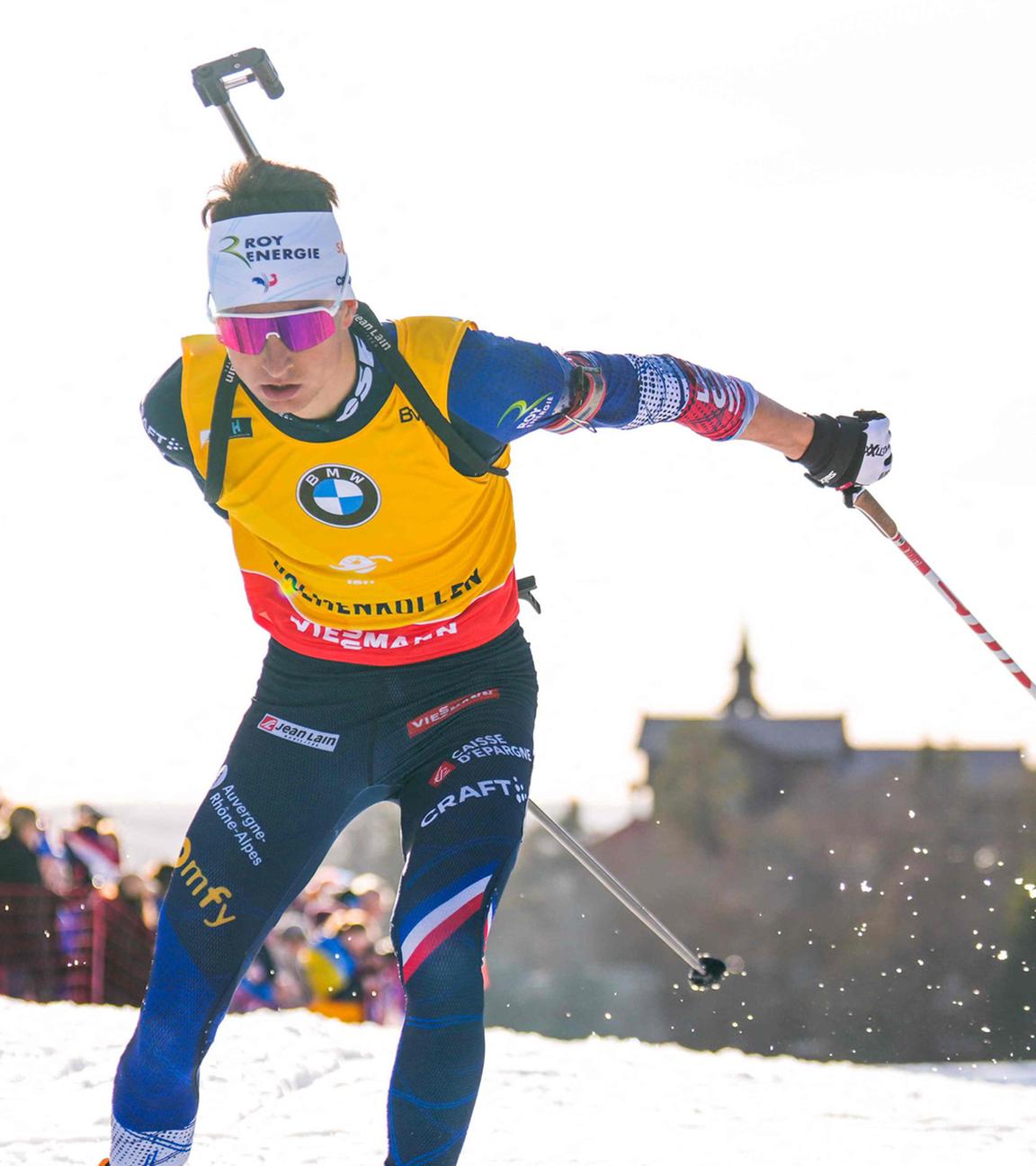 Frankreichs Éric Perrot beim 10-km-Sprint der Männer im IBU-Biathlon-Weltcup am 20. März 2026 in Holmenkollen, Oslo.