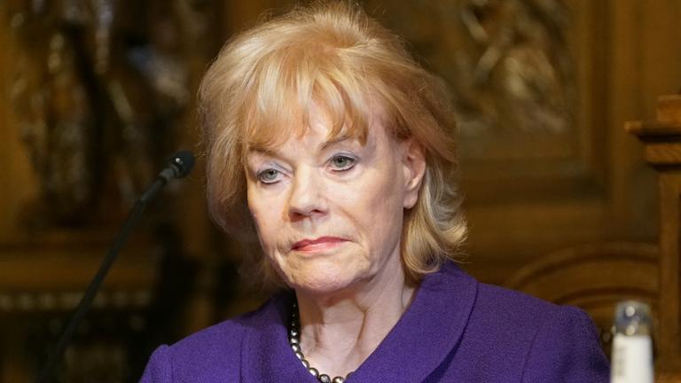 Ehemaliges Mitglied des Deutschen Bundestages Erika Steinbach (AFD) hält einen Vortrag bei einer AFD-Veranstaltung im Hamburger Rathaus.