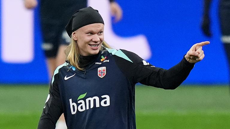 Erling Haaland während der Trainingseinheit am Tag vor dem Spiel zwischen Italien und Norwegen.
