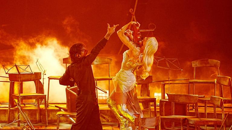 Linda Lampenius & Pete Parkkonen (Finnland) am Dienstag, 12. Mai 2026, anlässlich des 1. Halbfinale, im Rahmen des Eurovision Song Contest (ESC) in der Stadthalle in Wien.