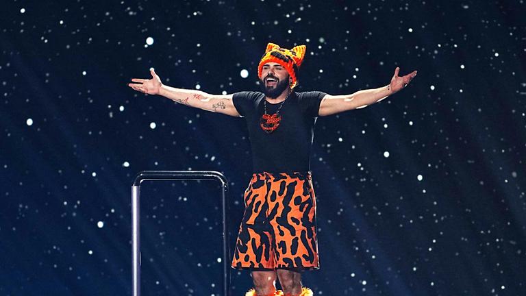 Akylas (Griechenland) am Dienstag, 12. Mai 2026, anlässlich des 1. Halbfinale, im Rahmen des Eurovision Song Contest (ESC) in der Stadthalle in Wien.