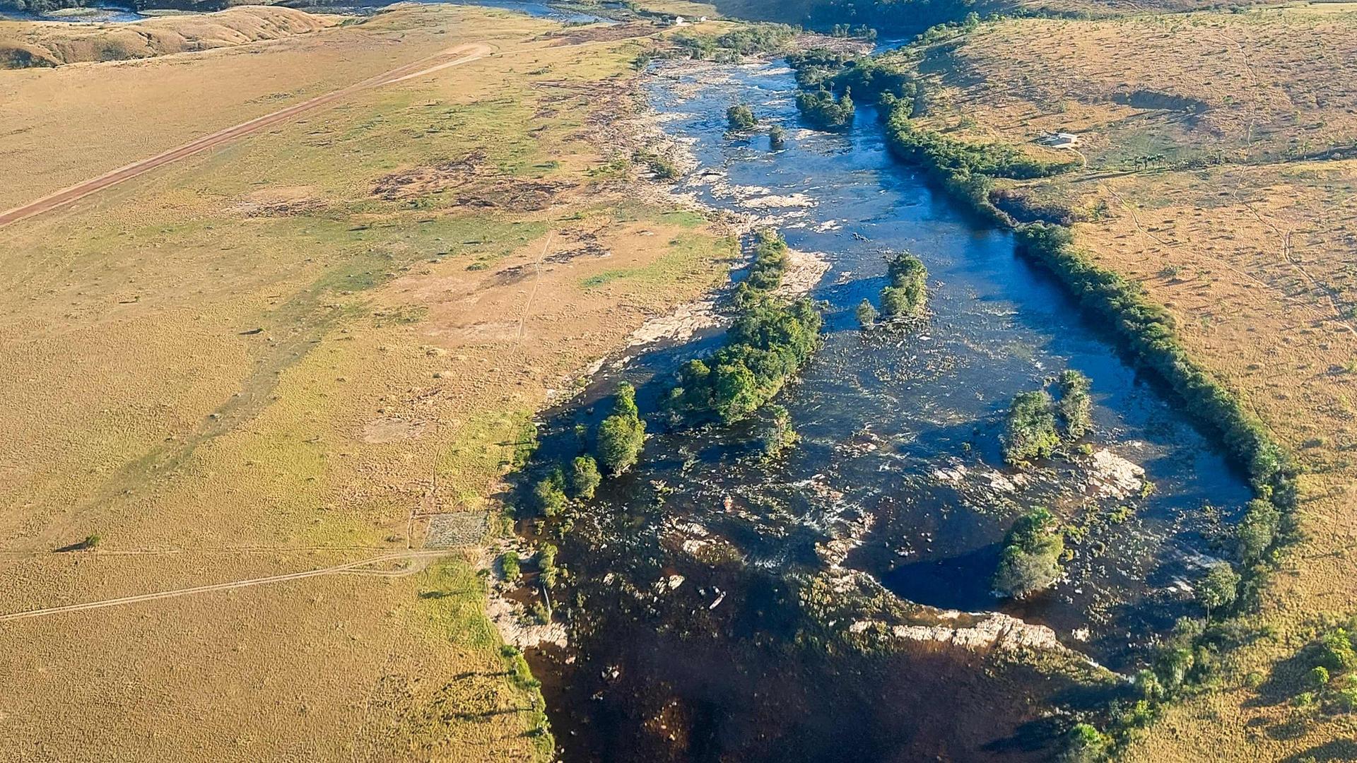 Eine Luftaufnahme der Rupununi-Savanne im Westen Guyanas.