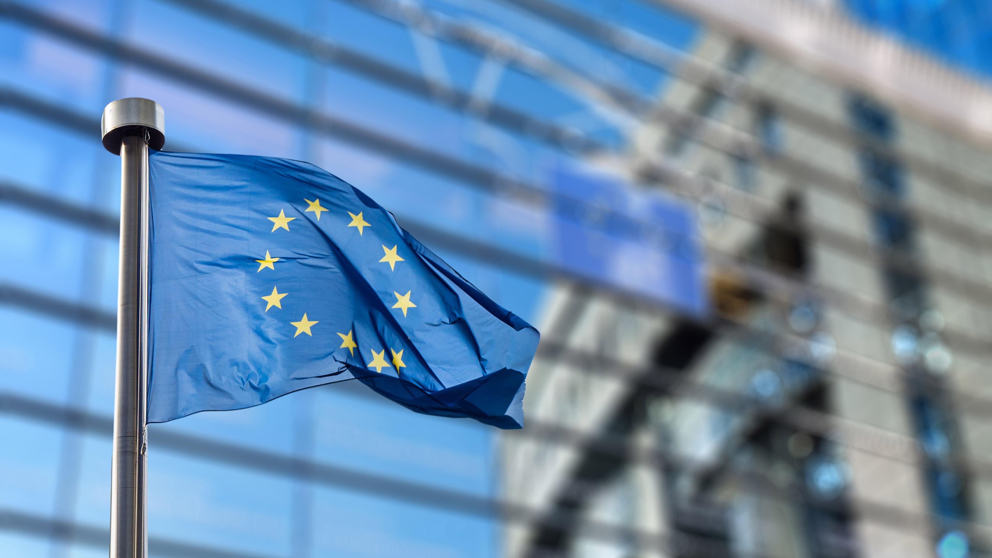 Flaggen der Europäischen Union in Brüssel