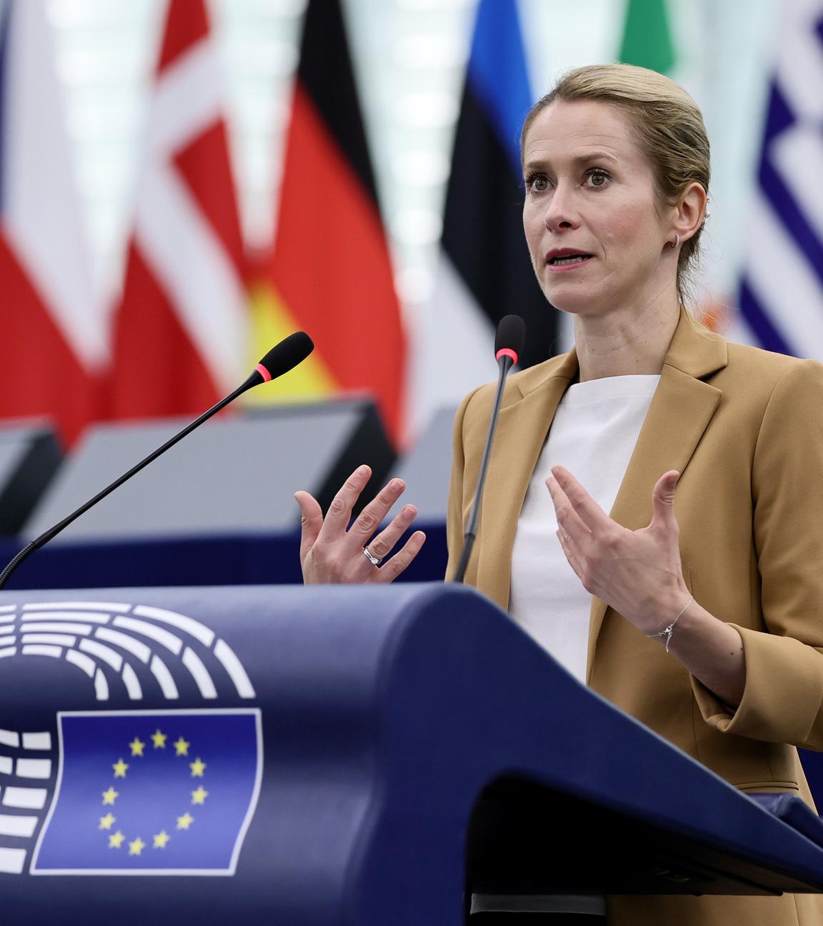 European High Representative for Foreign and Security Policy Kaja Kallas speaks during a debate