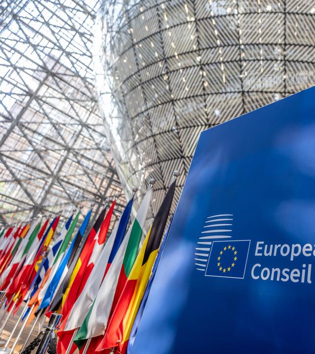 Blick auf die Konferenzräume des Europäischen Rats vor den Beratungen beim EU Gipfel, dem Treffen der Staats- und Regierungschefs der EU, am 19.06.2026 in Brüssel, Belgien.