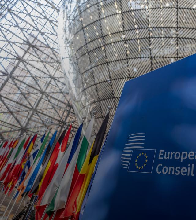 Blick auf die Konferenzräume des Europäischen Rats vor den Beratungen beim EU Gipfel, dem Treffen der Staats- und Regierungschefs der EU, am 19.06.2026 in Brüssel, Belgien.
