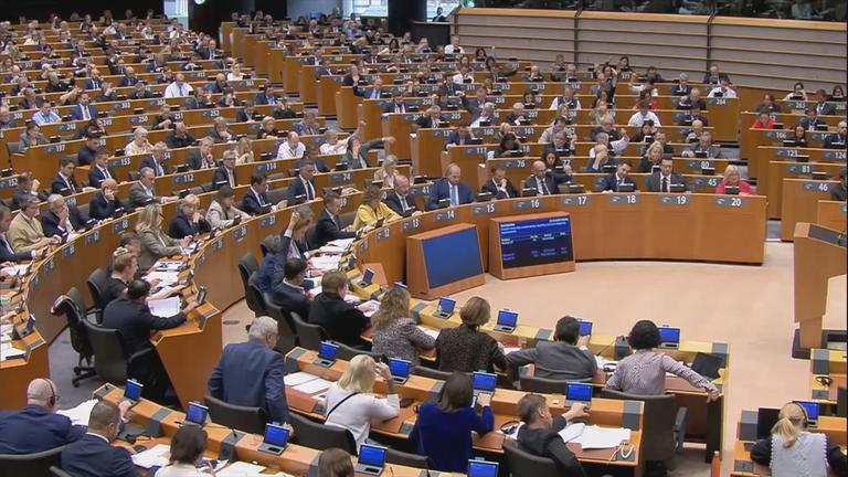 Abgeordnete sitzen in EU-Parlament