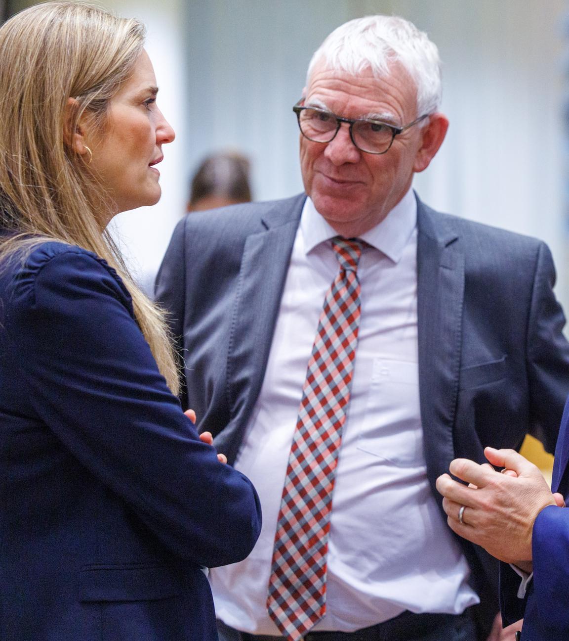  3rd Vice-President and Minister of the Environment of Spain Sara Aagesen, German State Secretary at the Ministry for the Environment, Climate Action, Nature Conservation and Nuclear Safety Jochen Flasbarth and Minister of the Environment, Nature Conservation and Nuclear Safety of Germany Carsten Schneider at the European Environment Council meeting in Brussels, Belgium, 04 November 2025. European environment ministers are in Brussels to discuss the European Climate Law amendment and the urgent need for postponement and substantive simplification of the EU Deforestation Regulation.