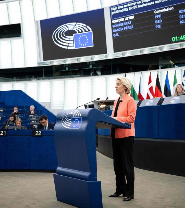EU-Kommissionspräsidentin Ursula von der Leyen hält eine Rede im EU-Parlament.