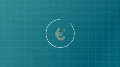 Auf der Illustration ist eine Münze mit einem Euro Zeichen in der Mitte. Die Münze und das Euro Zeichen bröckeln oben rechts.