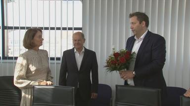Barley, Scholz, und Klingbeil nach dem enttäuschenden Wahlergebnis.