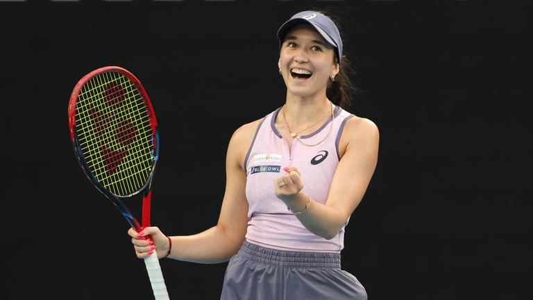 Tennisspielerin Eva Lys jubelt bei den Australian Open in Melbourne.