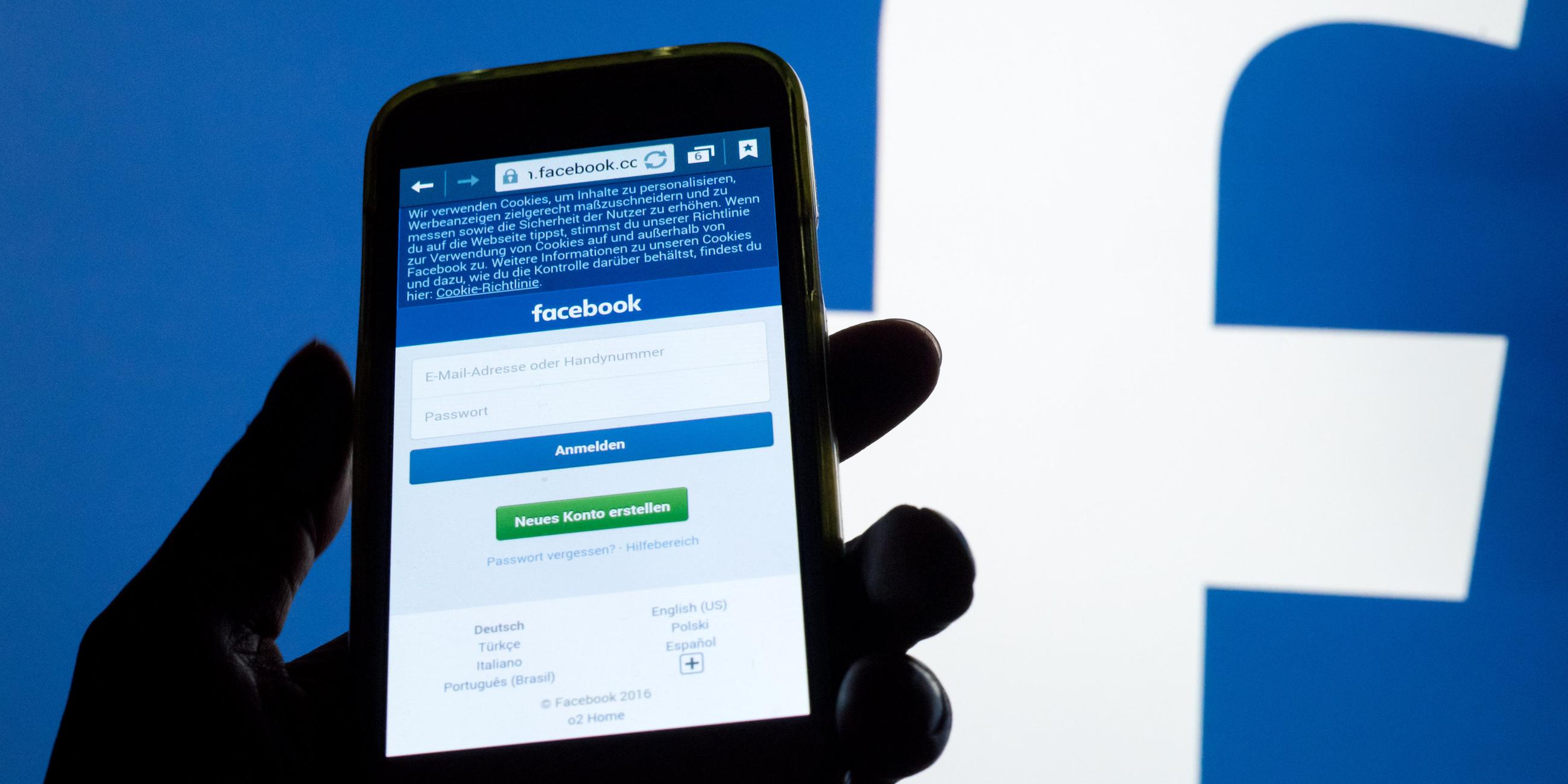 Anmelde-Startseite von Facebook