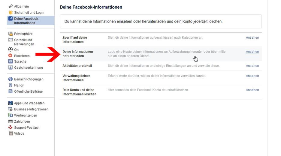 Facebook-Daten Schritt 3