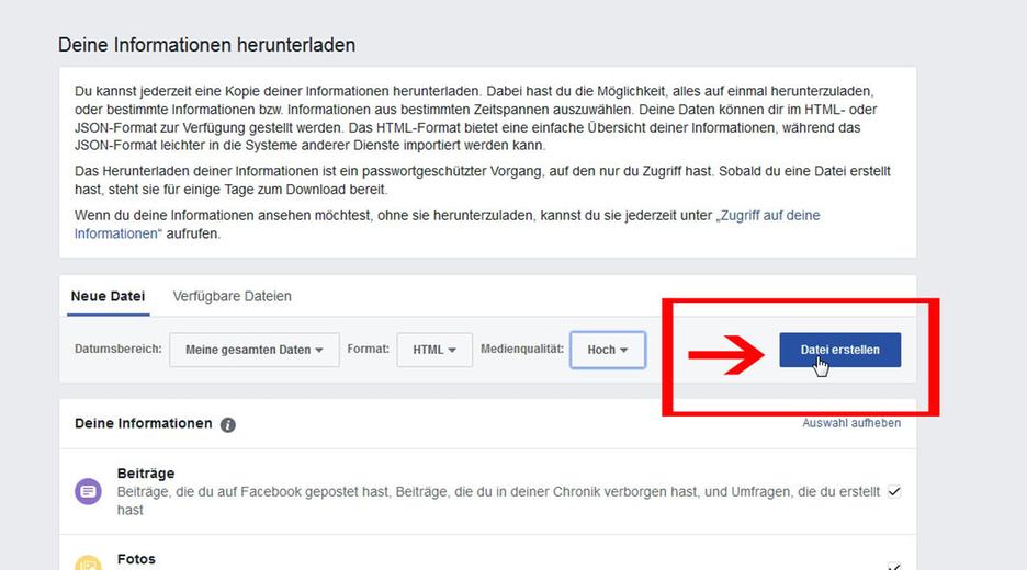 Facebook-Daten Schritt 4