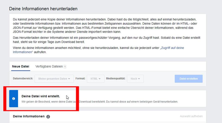 Facebook-Daten Schritt 5