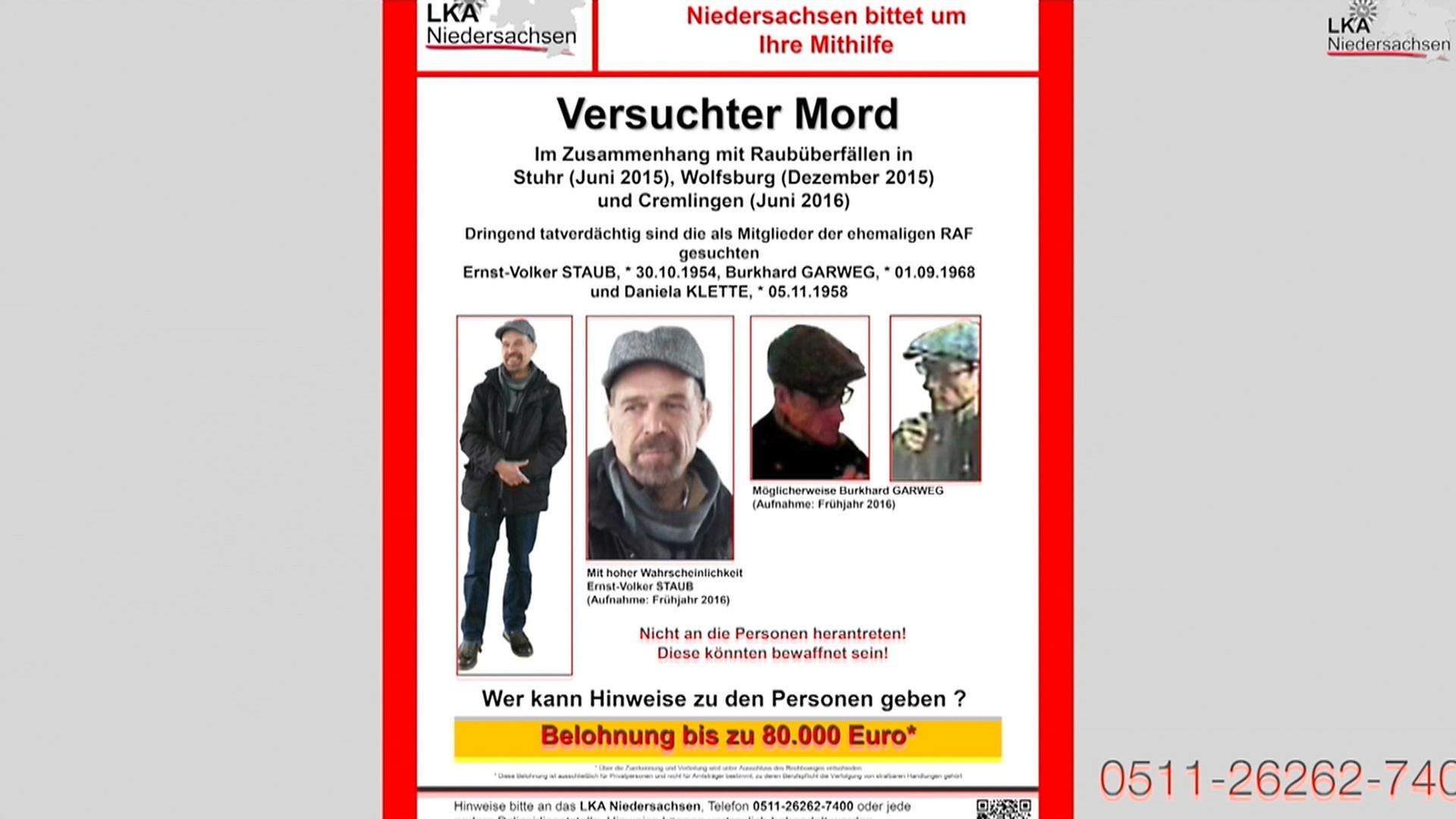Fahndungsplakat Ex-RAF-Terroristen