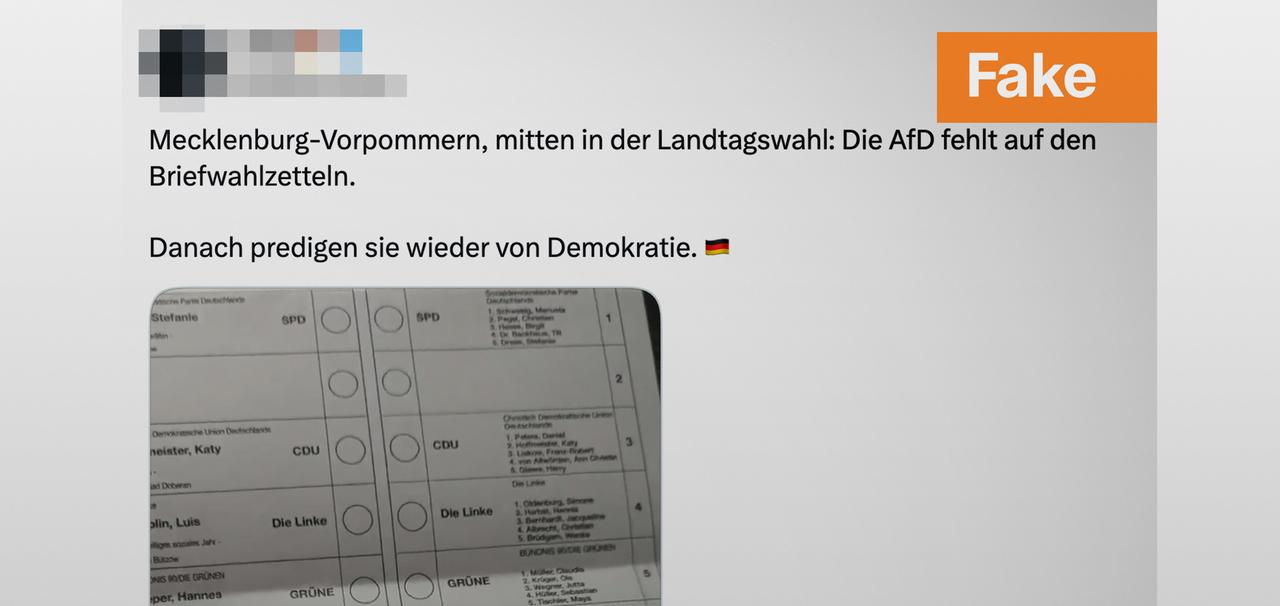 Screenshot: FAKE - Briefwahl Mecklenburg-Vorpommern