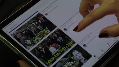 Tablet auf dem YouTube-Videos mit der Überschrift "Fabian Kahl 1991-2024" zu sehen sind