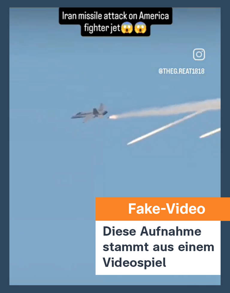 Aufnahmen aus einem Videospiel werden als echte Bilder eines Kampfjets gepostet