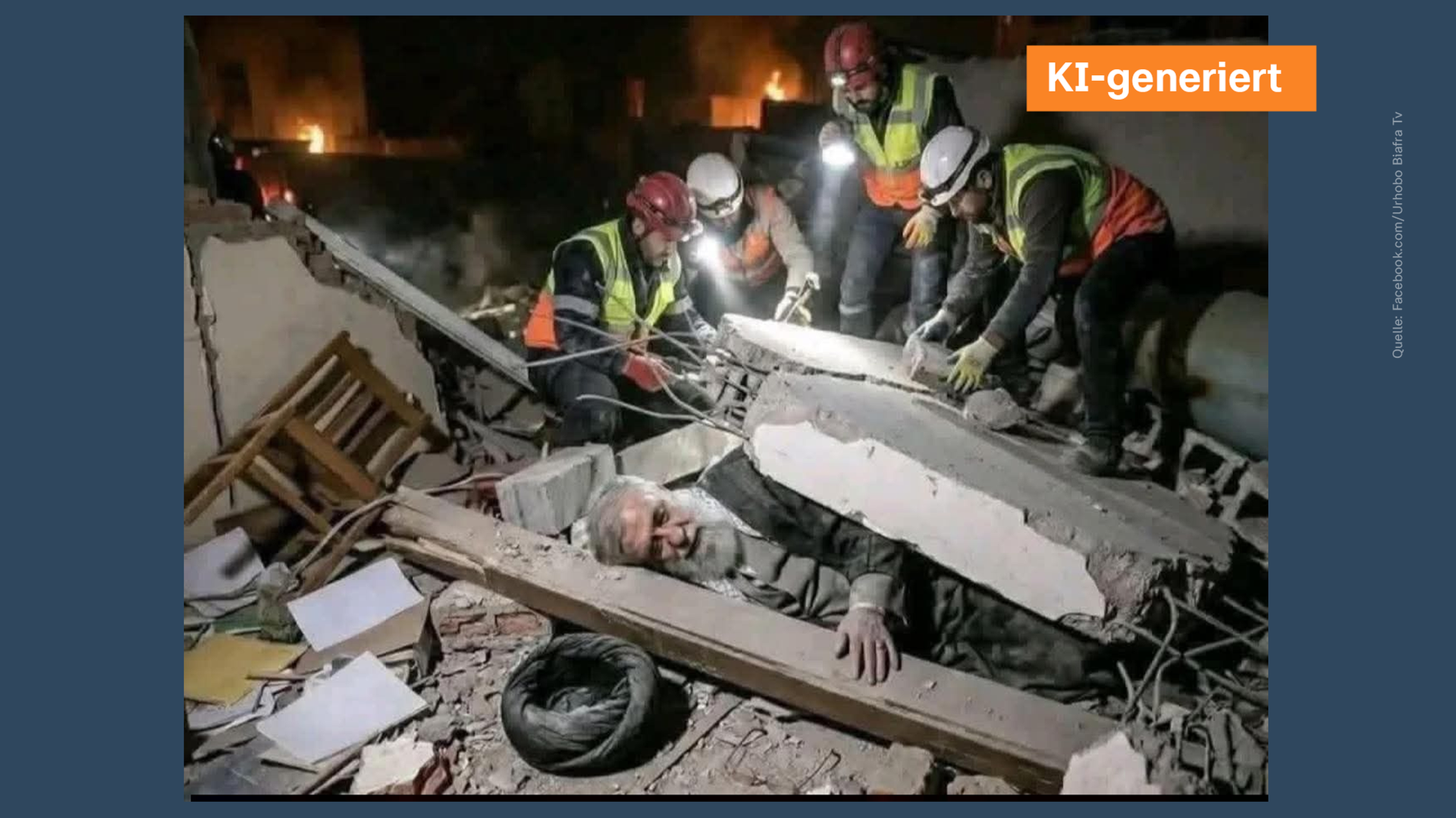 KI-Fake soll Ali Chamenei unter Trümmern zeigen.