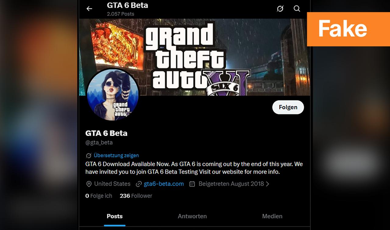 Fake-Webseite rund um das Videospiel GTA 6