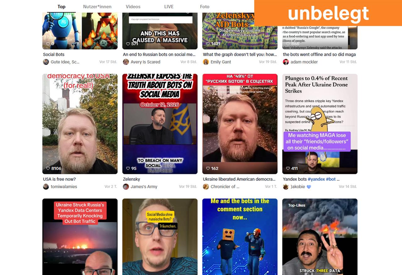 Faktencheck - Screenshot TikTok Videoes - "unbelegt"