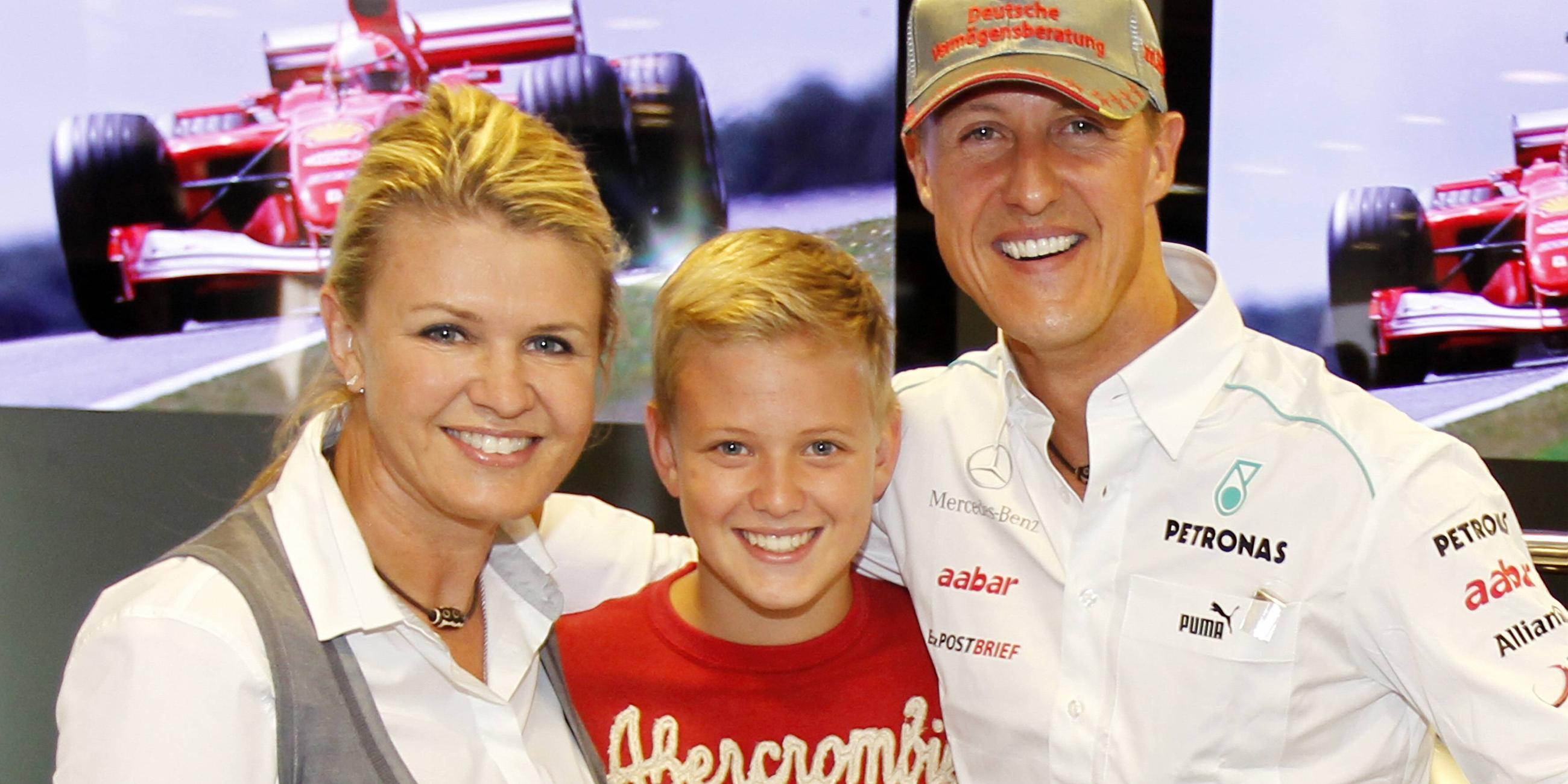 Corinna, Michael und Mick Schumacher am 01.09.2012 in Stuttgart.