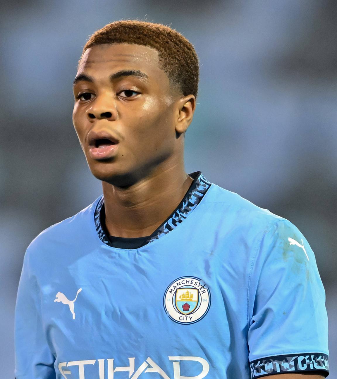 Farid Alfa-Ruprecht von Manchester City während des Premier-League-2-U23-Spiels Manchester City gegen Norwich City im Joie Stadium in Manchester, Vereinigtes Königreich.