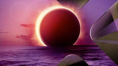 Fast totale Sonnenfinsternis über dem Meer.