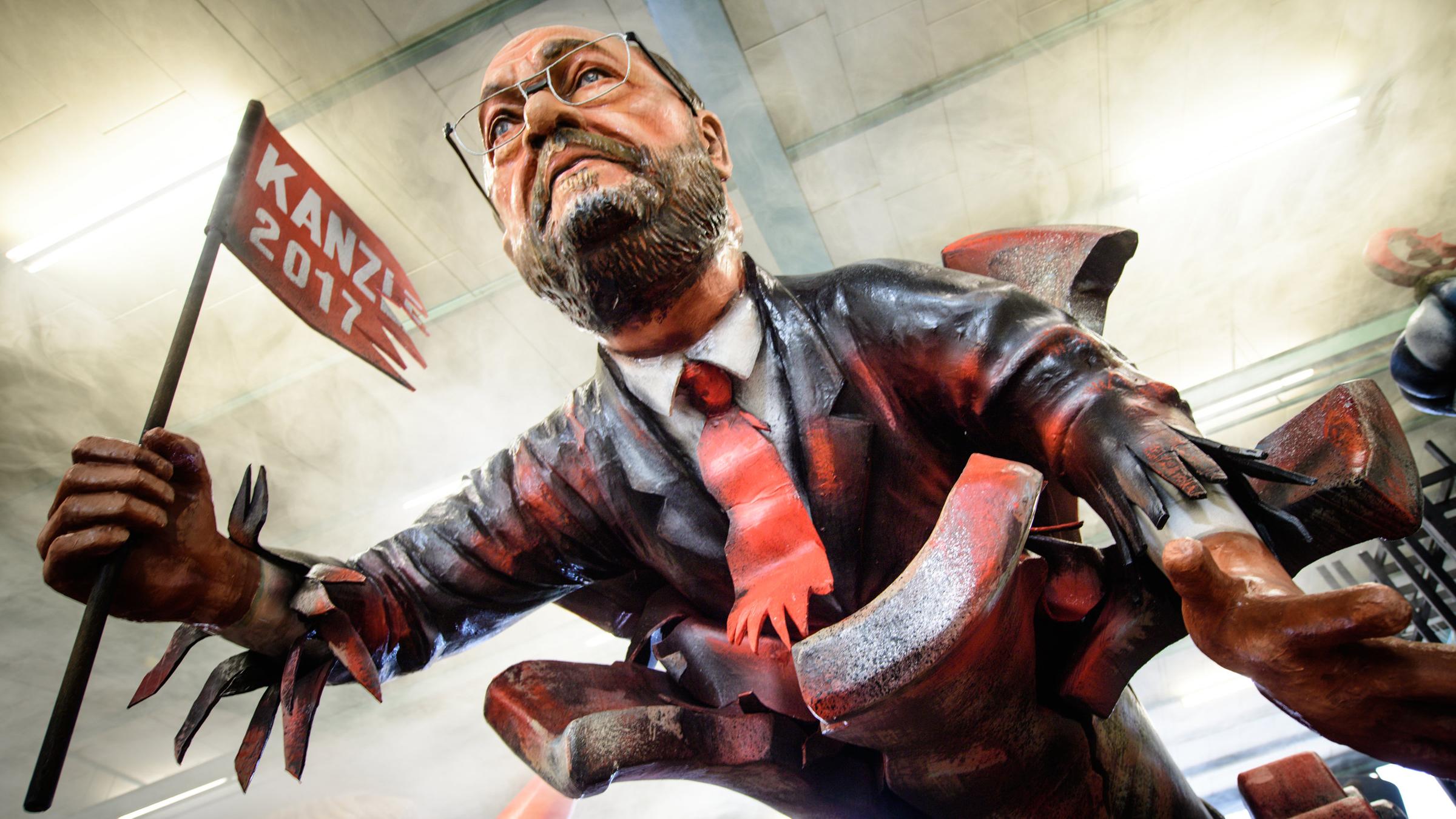 Martin Schulz als Rohrkrepierer in einer zerborstenen Kanone.