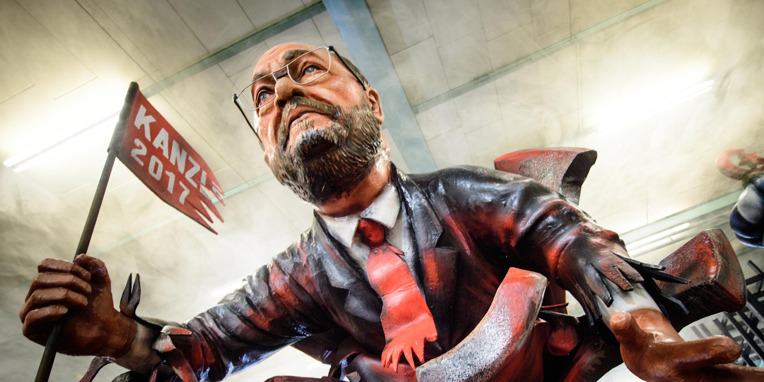 Martin Schulz als Rohrkrepierer in einer zerborstenen Kanone.
