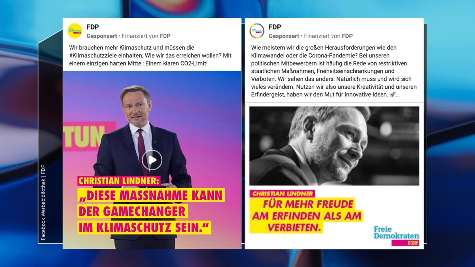 Anzeigen der FDP auf Facebook mit widersprüchlichen Botschaften