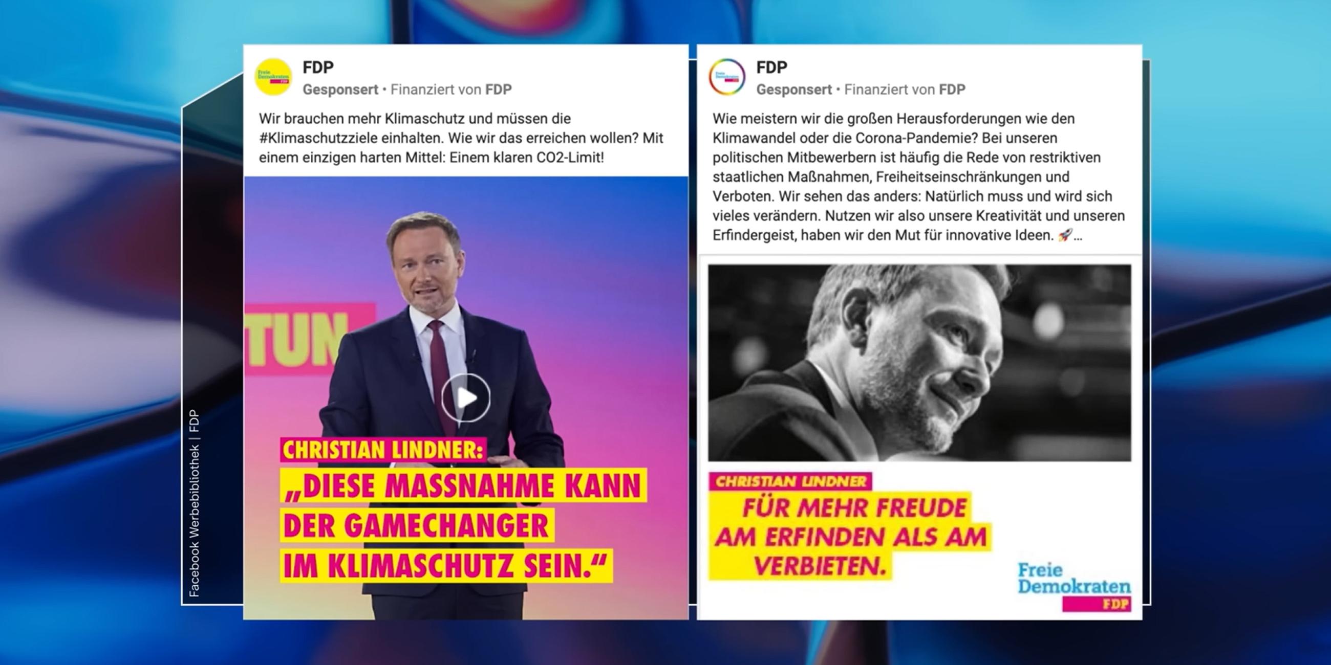 Anzeigen der FDP auf Facebook mit widersprüchlichen Botschaften
