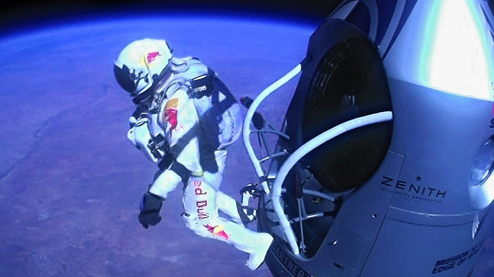 Felix Baumgartner bei seinem Spung aus der Stratosphere im Jahr 2012.