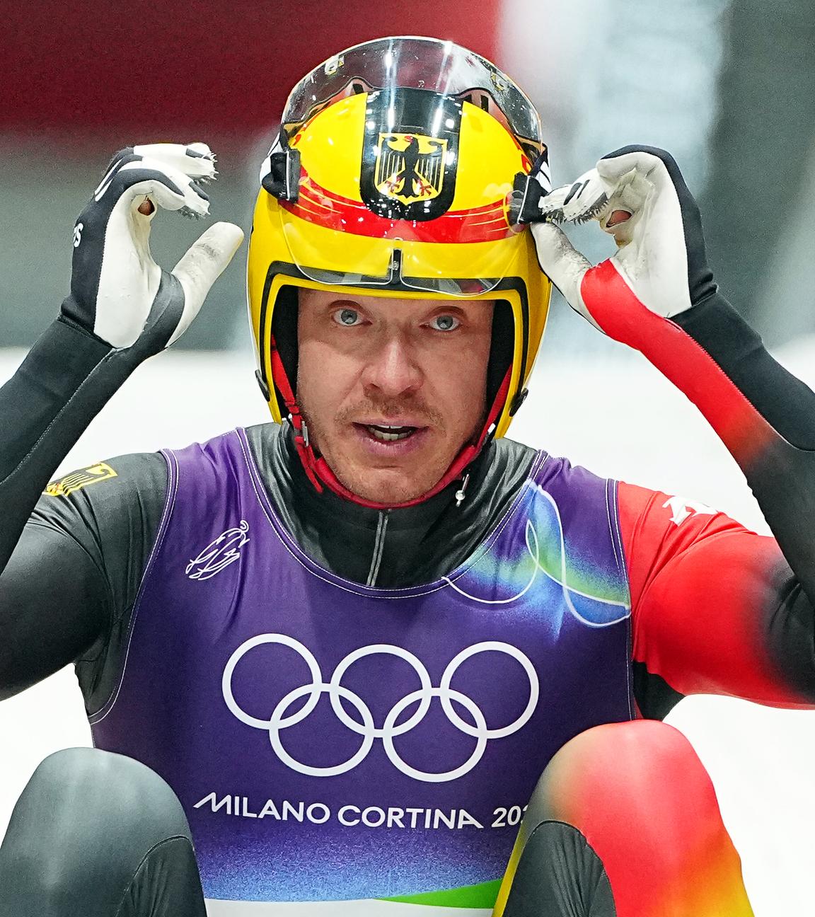 Felix Loch (Deutschland) reagiert. 