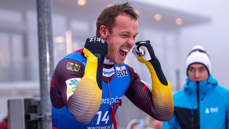 Felix Loch (Deutschland) jubelt.